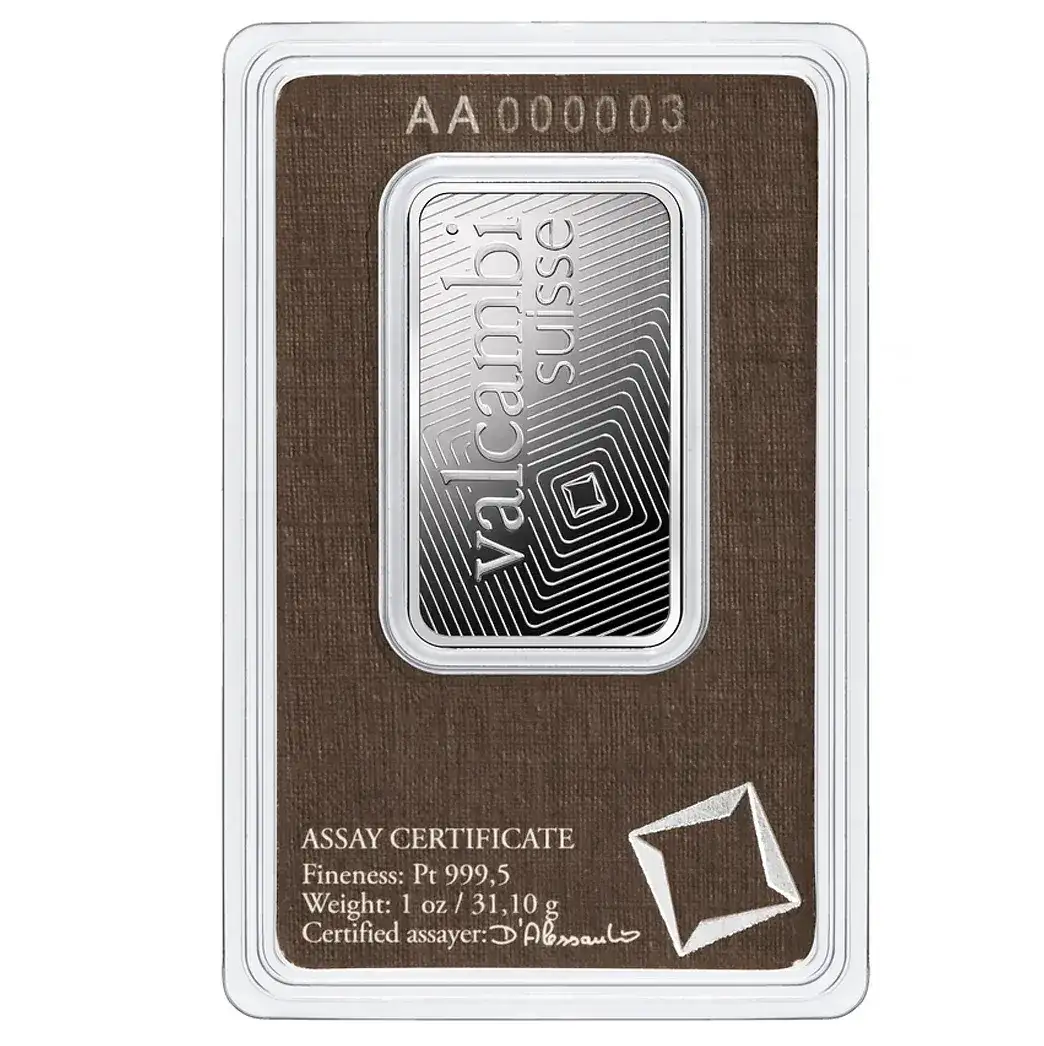  1oz Valcambi Platinum Minted Tablet