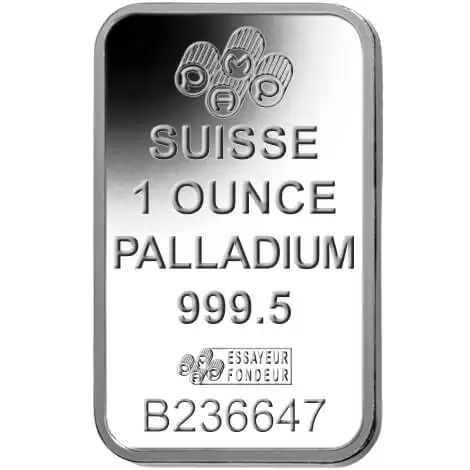 Platinum & Palladium 1oz PAMP Minted Bar Palladium